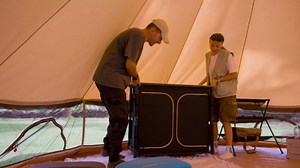 KingCamp Bamboo Camp Kitchen Station, Folding Overland Camping Kitchen Table Hooks Portable Outdoor Cooking with Adjustable Lantern Pole & Windshield Storage Organizer for Tailgating BBQ Picnic RV