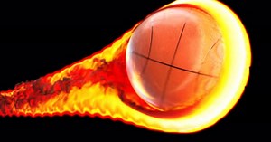 Fiery Basketball with Burning Trail Motion Graphic