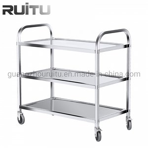 [Hot Item] Hotel Restaurant Customize Design Rolling Small Cheap Hospital 3 Tiers Hand Carts & Trolleys Hotel Banquet Working Coffee Trolley Food Serving Trolley Cart