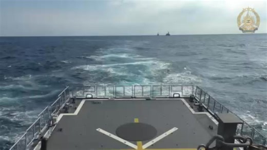 WATCH: Video taken from the Philippine Navy's frigate BRP Jose Rizal (FF-150), showing HMAS Hobart (DD-G39) (front) and JS Akizuki (DD-115) (behind) sail during the 6th Multilateral Maritime Cooperative Activity (MMCA) of the Philippines, Australia, Japan and the United States in the #WPS on Feb. 5, 2025. | Priam Nepomuceno (Video courtesy of the Armed Forces of the Philippines | Philippine News Agency