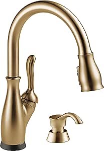 Leland Touch Kitchen Faucet with Soap Dispenser, Gold Kitchen Faucet with Pull Down Sprayer, Kitchen Sink Faucet, Touch Faucet for Kitchen Sink, Delta Touch2O, Champagne Bronze