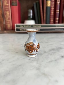 Miniature Hand-painted Pottery Vase: Blue Rust Floral, Vintage Style - Etsy