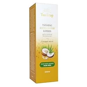 Peptide Tanning Accelerator Lotion (200 Ml) - Melanin Activating Peptides, Enriched With Aloe Vera, Lauric Acid And Vitamin E - Effective In Sunbeds & Outdoor Sun. SPF0 - Tantrap Tan Enhancer.
