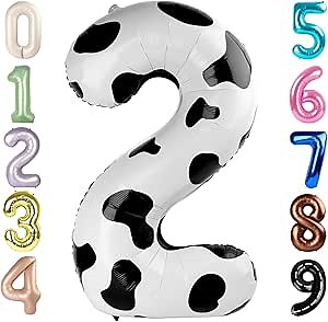 2 Numbers Balloon 40 Inch White Black Two Balloon Number Birthday Decor, 2nd 12 21st Party Celebration Decorations Graduations Wedding Baby Shower