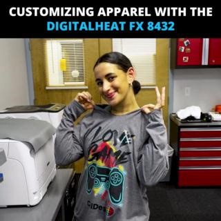 1.4K views · 16 reactions | Making custom t-shirts is easy with the DigitalHeat FX Systems! In this video, Molly uses the DigitalHeat FX 8432 transfer printing system to customize NEW apparel for our showroom. Watch it right now! Get more info here: https://digitalheatfx.com/ | DigitalHeat FX | Facebook