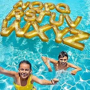 Amazon.com: Pool Party Decorations - 13 Inflatable Pool Floats (N to Z Letter Set, Gold) - Large 20" High Quality Reusable Floaties, Create Custom Messages for Adults and Kids Parties Decor, Fun Party Supplies : Toys & Games