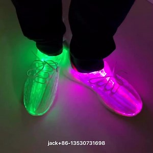 Fashion Personality Adult Kids USB Recharge LED Fiber Optic Running Sneakers Night Running Glowing Party Wear LED Light up Shoes