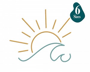 Sunshine Waves Embroidery Design: Summer Sunset (6 Sizes) (digital Download) - Etsy