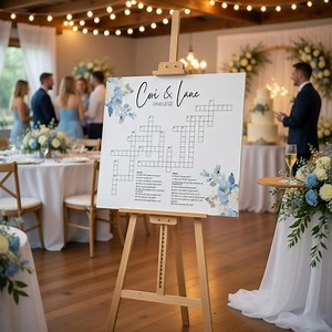 Personalized Wedding Crossword Foam Board, Couples Name Sign With Floral Corners | Reception Game - Etsy