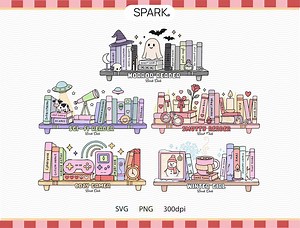 Bookshelf Bundle PNG SVG : Bookish Gamer Girl / Smutty, Horror, Sci-fi, Book Club / Winter Bookshelf - Etsy