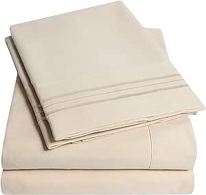 1500 Supreme Collection Extra Deep Pocket Sheets Set - Luxury Soft Bed Sheets, Wrinkle Free, Bedding, Over 40 Colors, 21 inch Extra Deep Pocket, Extra Deep - Cal King, Beige