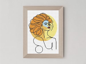 Löwe Sternzeichen Kreuzstich-Muster - Modernes weibliches Porträt, Astrologie Stickerei, Minimal Line Art PDF - Etsy.de