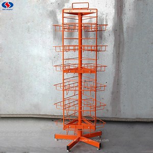 [Hot Item] Rotating Swivel Metal Hanging Wire Snack Candy Display Racks Stands with Wheels