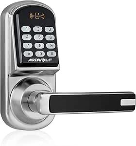 ARDWOLF A30 Keypad Door Lock, Keyless Entry Electronic Door-Locks with Lever and Automatic Locking，compatible with Ardwolf 13.56MHz RFID Keyfobs,Right-handle