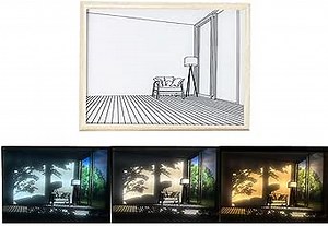 INS Deco Led Light Painting USB Plug Dimming Wall Artwork Table Lamp Gift Indoor Sunlight Window Wooden Photo Night Luminous (C,L 31x22cm)