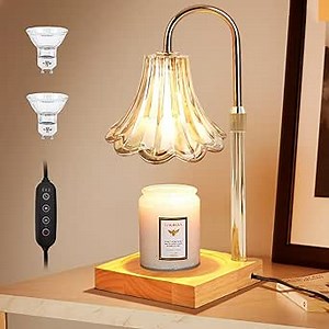 Electric Candle warmer lamp With Timer Dimmer Height Adjustable Wax Melt Warmer for Scented Wax, Jar Candles, With 2 * 50W Bulbs for Home Decor