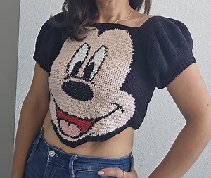 Mickey Mouse Crochet Top Pattern PDF | Easy Tapestry Crochet | Disney-inspired Summer Crop Top | Downloadable Pattern EN/ES - Etsy