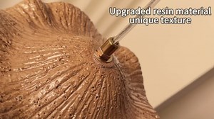 Farmhouse Small Pendant Lighting, Flower Pendant Light with Woodgrain Finish Shade, Wabi sabi Pendant Light for Dining Room Bedroom Foyer Hallway