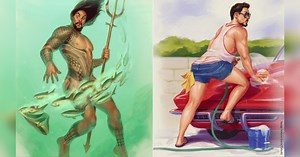 Artist depicts male superheroes as sexy pin-up models in steamy series