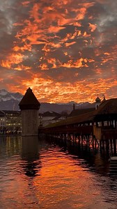Visit Switzerland | 🏰 Kapellbrücke at a beautiful sunset in Lucerne 🌄 🇨🇭 Who has ever walked on this bridge? 🎥 @helensuisse #visitswitzerland #visit... | Instagram