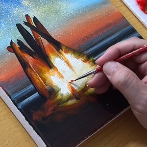 11K views · 1K reactions | Campfire Acrylic Painting #art #painting #acrylicpainting | Joony art | Facebook