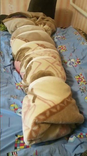 Wrapped and tie up Myself in 2 Mink Blankets | For whole day