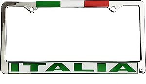 Italian Flag License Plate Frame – Italia Plastic Car Plate Frame Holder, Weather-Resistant Tricolor Number Plate Mount for Cars & Trucks, Standard 12x6 US Plates