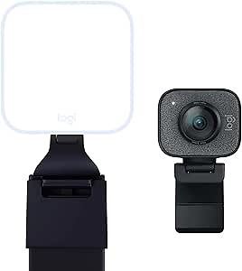Logitech for Creators Litra Glow Plus StreamCam Bundle with Litra Glow Premium LED Streaming Light with TrueSoft, StreamCam Premium HD Webcam, Full HD 1080p 60 fps, Desktop Tripod Stand Graphite