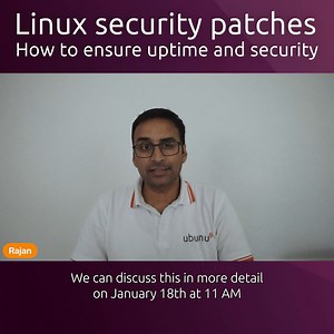 Bring your IT security and systems management questions on January 18, and figure out what blend of automated and scheduled maintenance makes sense for your organisation. Foil cyber criminals with an actionable strategy, when applying security patches in Linux. Register now: https://bit.ly/3jZGJBv #security #securitypatching #Linux #CISO | Ubuntu