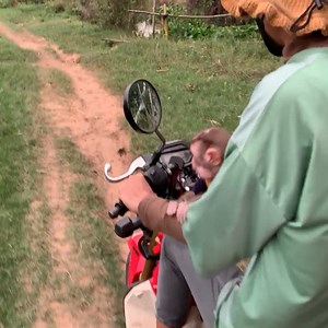 The most beautiful baby monkey riding a motorcycle to play outside with mom | Monkey ROJO