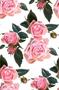 Floral nahtlose Hintergrundmuster. Aquarelle rosa Garten Rosen in der...