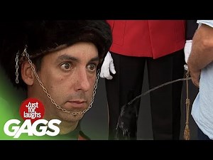 Blind Man Pisses On Royal Guard Prank!