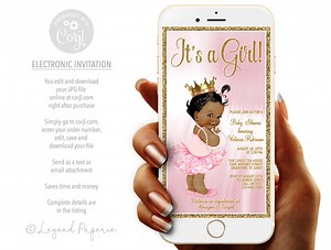 Electronic Princess Baby Shower Invitation: Pink Tutu (digital) - Etsy