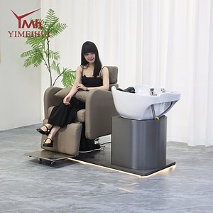 [Hot Item] Luxury Fully Electric Rotating Brown SPA Backwash Multifunction Reclining Shampoo Chair for Hairdressers