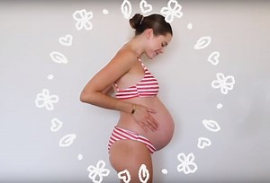 WATCH: Beautiful pregnancy transformation in a cute stripy bikini | News24