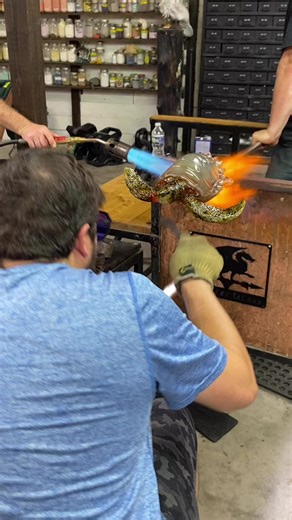 Watch this! Sculpting a VERY realistic glass SEA TURTLE out of hot glass! | Garmezy Glass