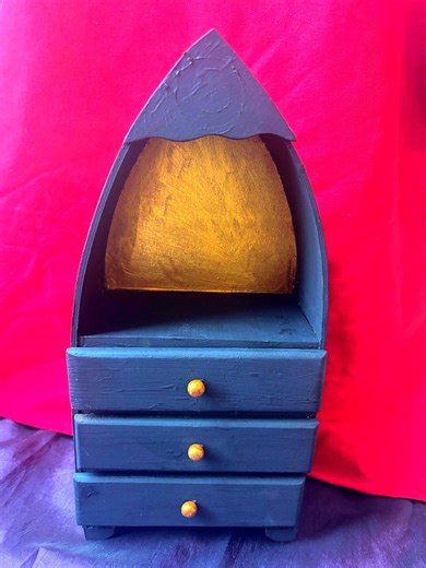 Mini Altar With Drawers Black and Gold Hand Painted Wood - Etsy