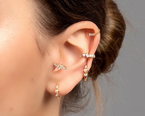 CZ Hoop Piercing 8mm, Gold Cartilage Hoop, Helix Tragus Daith Endless Ring - Etsy Canada