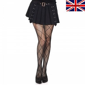 Womens Black Lace Diamond Fishnet Tights Pattern Patterned Net Ladies UK 6-16  | eBay UK