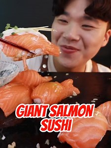 3.8K views · 56 reactions | Today's feature is a heaping platter of Giant Salmon Sushi! Join me in savoring these fresh, premium salmon slices on perfectly seasoned sushi rice. Whether you're a sushi lover or just curious about this Japanese delicacy, this mukbang is sure to leave you craving for more! Don't forget to like, comment, and subscribe for more delicious mukbang content. Let's eat! #Mukbang #Sushi #SalmonSushi #JapaneseFood | Mukbang Collector | Facebook