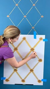 9.6K views · 23 reactions | Sweet, golden honeybees  This stencil pattern truly shines in a shimmering gold on this peacock blue wall! . . Who is giving this stencil pattern a try?!  Honeybee Trellis Stencil . . #stencil #stenciling #wallstencil #cuttingedgestencils #stencilstuff #honeybees #beedecor #interiordesigninspiration #diywalldecor | Cutting Edge Stencils | Facebook