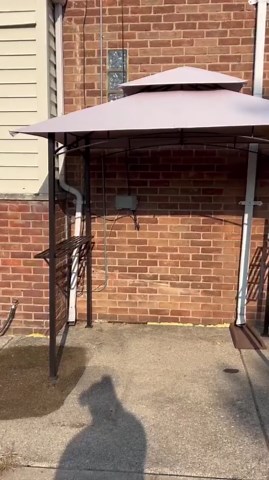 Grill Gazebo - 8x5 Outdoor BBQ Gazebo Canopy with LED Light for Backyard and Deck, Brown