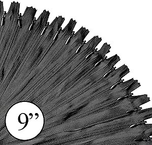 KGS Invisible Zippers for Sewing | 20 Pack | Color: Black | Size: 9 Inch | Hidden Zippers for Dresses, Skirts, Pillows and Sewing Craft