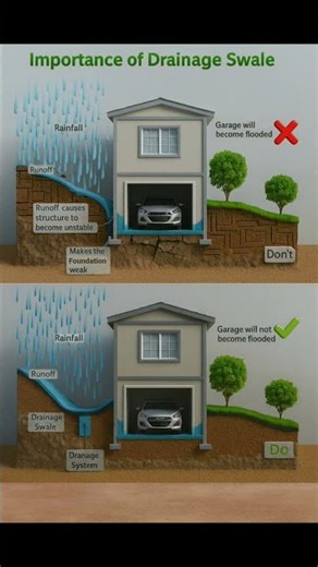 Drainage Swale Importance | Basic Knowledge for Civil Engineering | #Shorts #Building