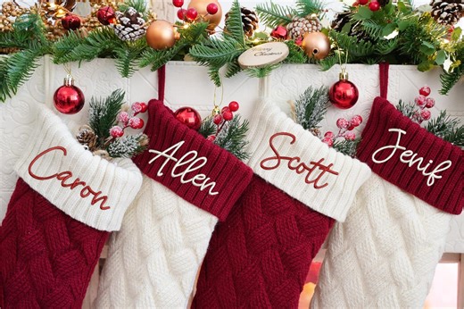 2025 Knitted Christmas Stockings,monogram Family Christmas Stocking Gifts,embroidered Christmas Stockings, Named Christmas Stockings - Etsy UK