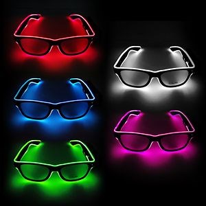 [Hot Item] Custom Logo Flashing LED EL Glasses Light up Sunglasses Wireless Party LED Sunglasses
