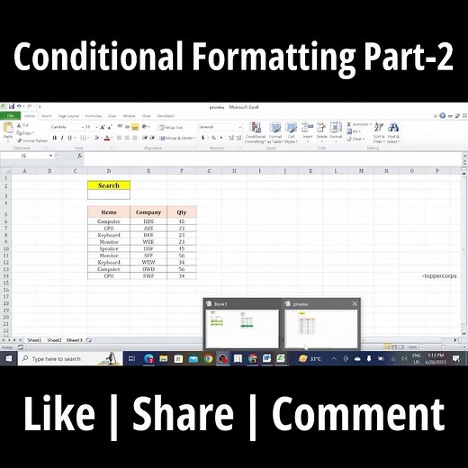 22 reactions | Lecture - 8 Conditional Formatting Part 2 @toppercorps #learningmsexcel #learn #msexcel #excel #microsoftexcel #msword #msexceltricks | Topper Corps | Facebook