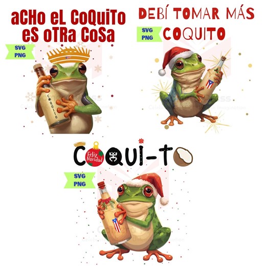 Puerto Rican Christmas SVG PNG Bundle | Coqui Navidad - Coquito - Boricua Eggnog (digital Files) - Etsy Canada