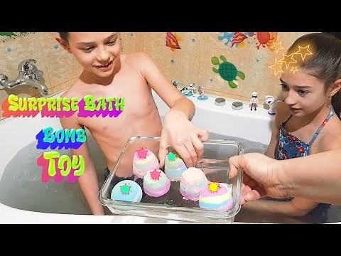 Kids playing in water with Bath Bomb and Gelli baff. Funny video from KIDS TOYS CHANNEL