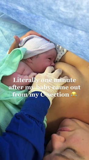 They really said let’s latch and skin to skin right away and I’m so glad ♥️♥️♥️♥️ we’re you able to do this after your c section?? #csection #skintoskin